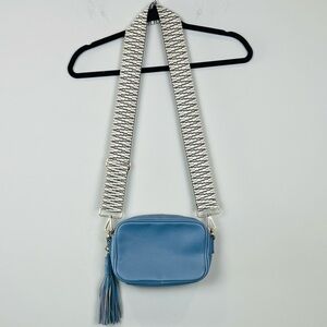 AHDORNED Kelly Blue Pebble Vegan Leather Tassel Crossbody Bag